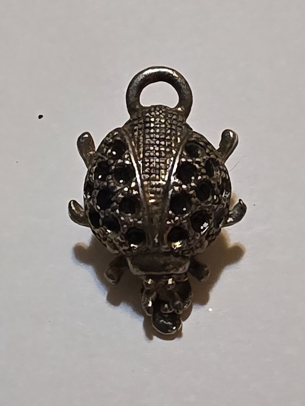 Silver & Blue Ladybug Beatle Vintage Lapel Tie Tac CLIP Pin Insect Brooch